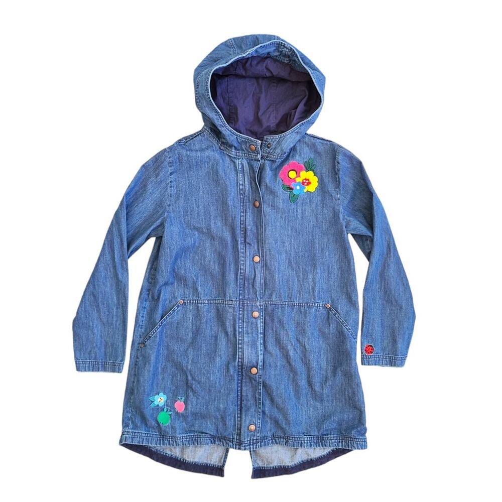 Hanna Andersson Chambray Jacket Girls 14/16 Embroidered Hooded Denim - Picture 2 of 4